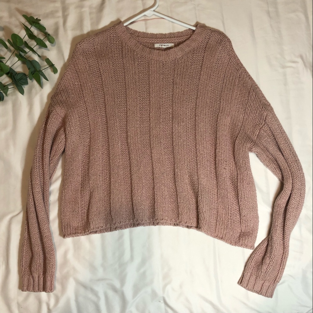 PacSun blush nude knit sweater, large ribbing, medium